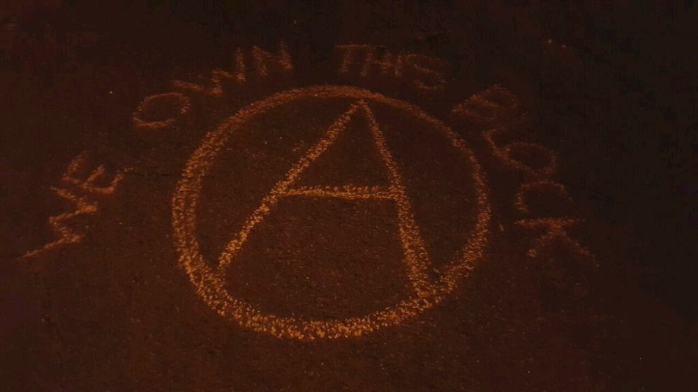 Chalk left in the street outside DA Mitch Morrisey's house